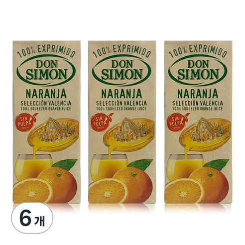 돈시몬 착즙 오렌지 주스, 200ml, 6개