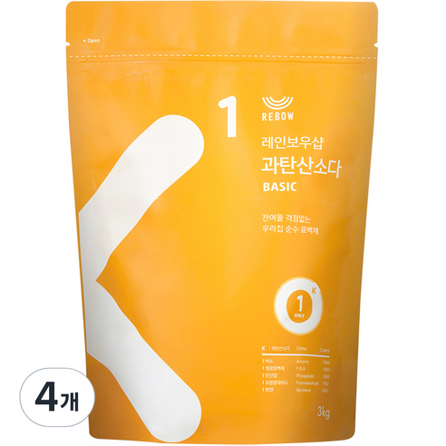 레인보우샵 과탄산소다 베이직 리필, 3kg, 4개