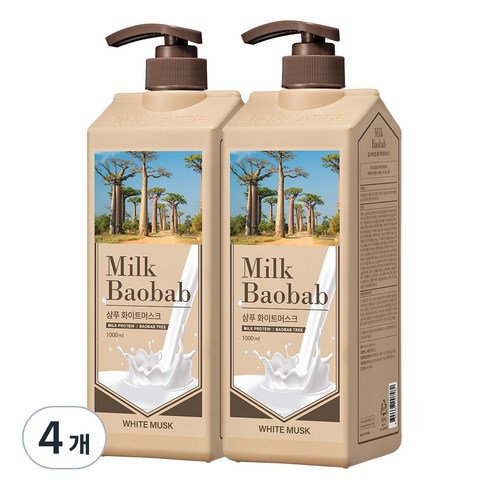 밀크바오밥 샴푸 화이트머스크향, 1L, 4개
