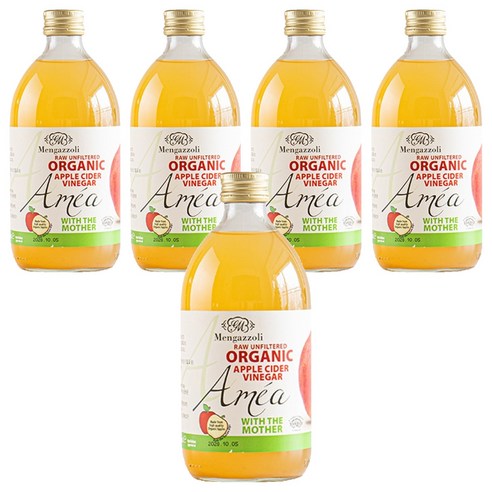 멩가졸리 언필터드 유기농 사과식초, 500ml, 5개