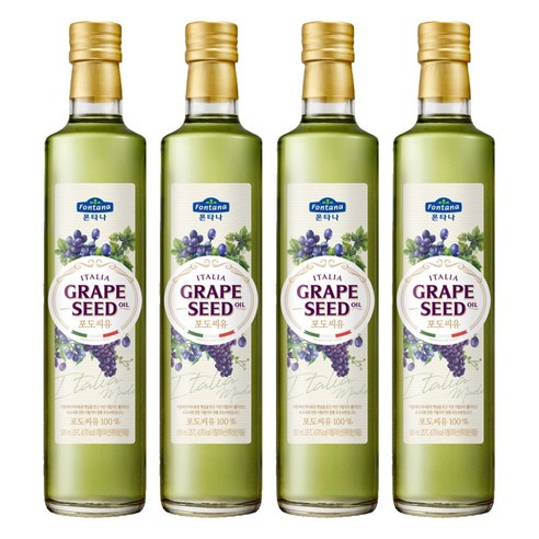 폰타나 이탈리아 포도씨유 도리카, 500ml, 4개