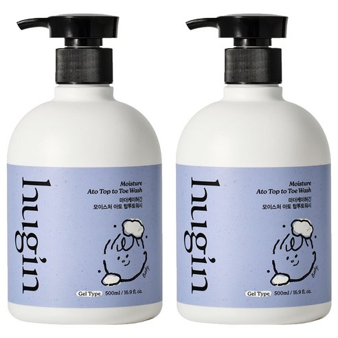 허긴 유아용 모이스처 아토 약산성 올인원 대용량 탑투토워시, 500ml, 2개
