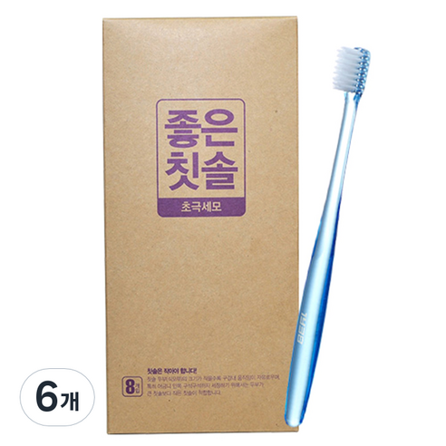 바른생활 좋은칫솔 초극세모, 8개입, 6개