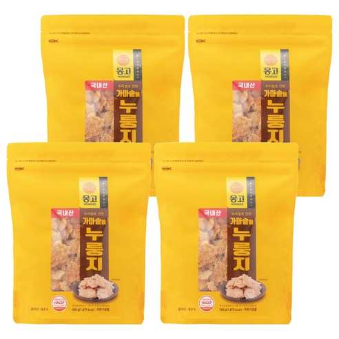 몽고식품 우리쌀 가마솥 누룽지, 500g, 4개