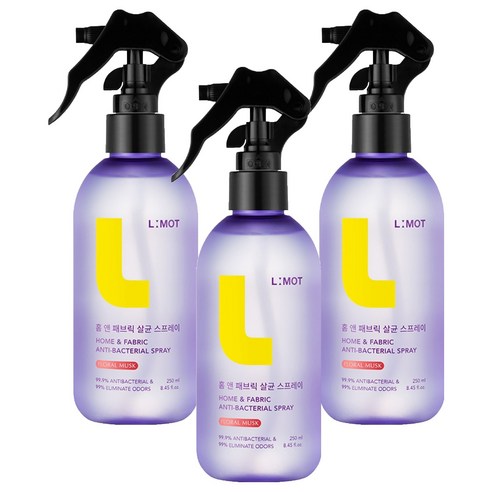 엘모트 홈 앤 패브릭 살균 스프레이 플로랄 머스크, 250ml, 3개