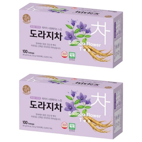 우리차 도라지차, 800mg, 100개입, 2개