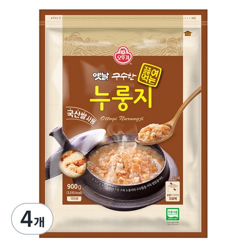오뚜기 구수한 끓여먹는 누룽지, 900g, 4개
