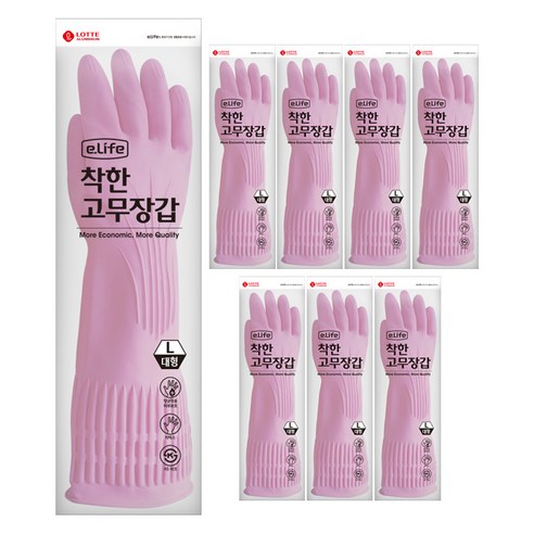 롯데이라이프 착한 고무장갑, 핑크, 대(L), 8세트