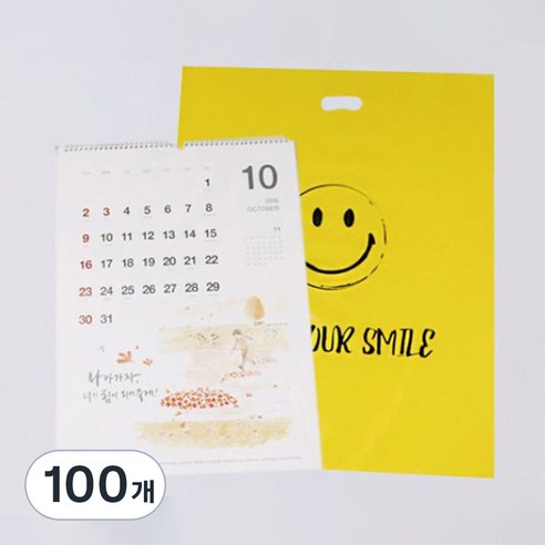 베스트팩 스마일 비닐쇼핑백 특대, 노랑 + 블랙, 100개