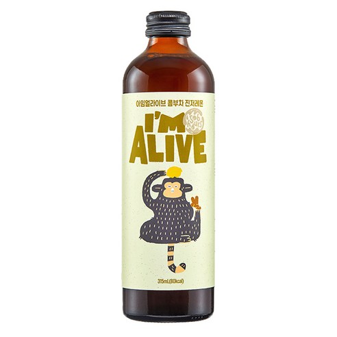 아임얼라이브 콤부차 유리병 진저레몬, 315ml, 1개