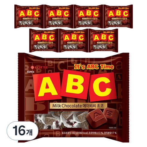 롯데웰푸드 ABC 초콜릿, 187g, 16개