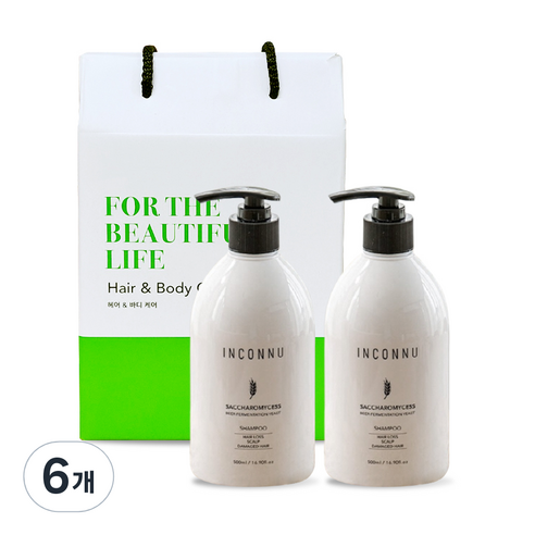 인칸누 맥주효모 샴푸 선물세트 500ml, 6개
