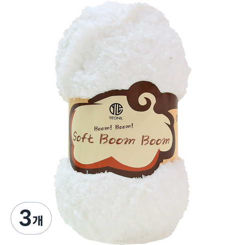 니뜨 소프트 붐붐 뜨개실 80g, 01 화이트, 3개