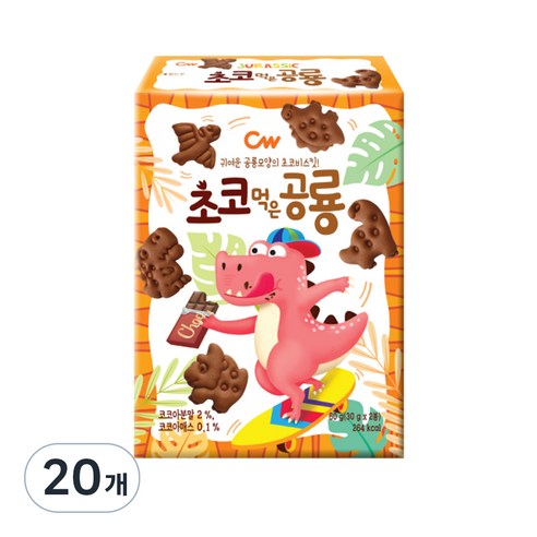 청우식품 초코먹은공룡 비스킷, 60g, 20개