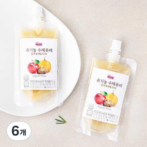 배냇밀 유기가공식품 인증 수제퓨레, 100g, 6개, 혼합맛(감자/배/사과)