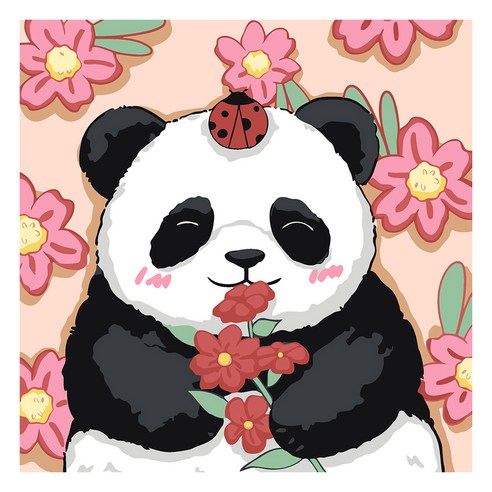 디클레어 DIY 명화그리기 유화 20 x 20 cm 세트, 4번 팬더, 1개