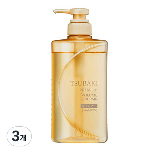 츠바키 프리미엄 볼륨 & 리페어 샴푸, 490ml, 3개