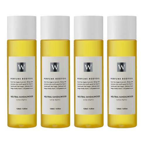 화이트센트 향기좋은 모이스처 마사지 바디오일 뉴트럴샌달우드, 120ml, 4개