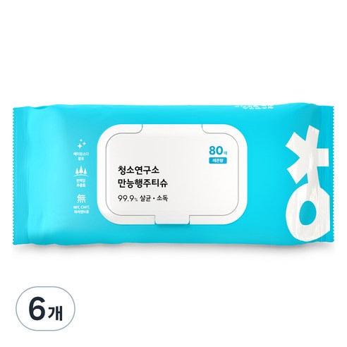 청소연구소 만능 행주티슈, 80개입, 6개