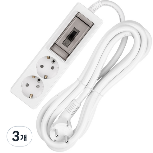 스윗홈 고용량 배선차단용 멀티탭 2구, 3m, 혼합색상, 3개