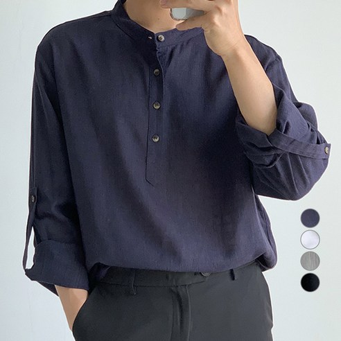 제이에이치스타일 남성용 뉴 린넨 롤업 긴팔 셔츠 TBCROK002