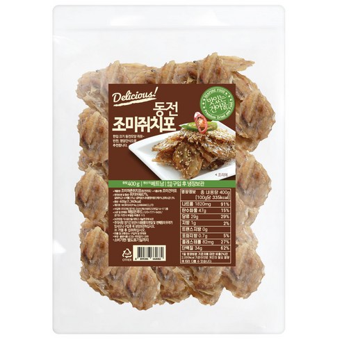 해맑은푸드 동전 쥐포, 400g, 1개