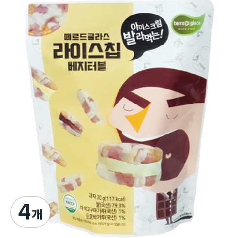 떼르드글라스 라이스칩, 베지터블, 30g, 4개