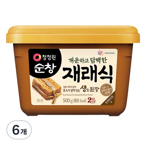 청정원순창 개운하고 담백한 재래식 생된장, 500g, 6개