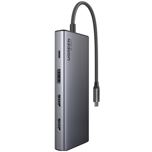유그린 트리플 디스플레이 레보독 8 in 1 C타입 HDMI DP 10Gbps 도킹스테이션 멀티 허브 CM639, 메탈그레이, 1개