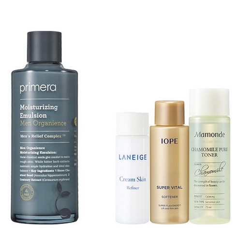 프리메라 맨 오가니언스 모이스처라이징 에멀전 150ml + 아모레퍼시픽 기초케어 3종, 1세트