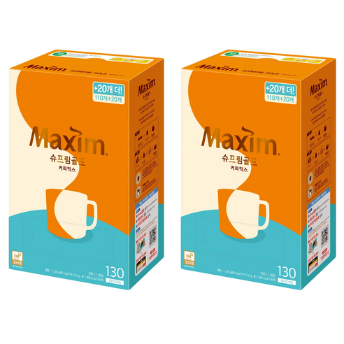 맥심 슈프림골드 커피믹스, 13.5g, 130개입, 2개