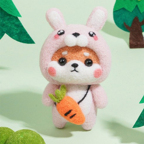 심플라인 양모펠트 DIY 키트 시바견 패밀리, 1개, 토끼