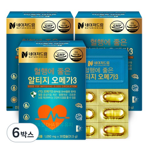네이처드림 혈행에 좋은 알티지 오메가3, 30정, 31.5g, 6박스