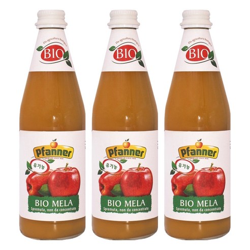 파너 유기농 착즙 사과주스, 500ml, 3개