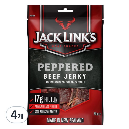 잭링크스 비프 져키 페퍼 육포, 50g, 4개
