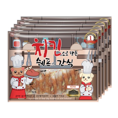 쉐프의간식 강아지 간식 300g, 치킨어포, 5개