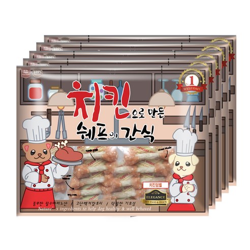 쉐프의간식 강아지 간식 300g, 치킨덤벨, 5개