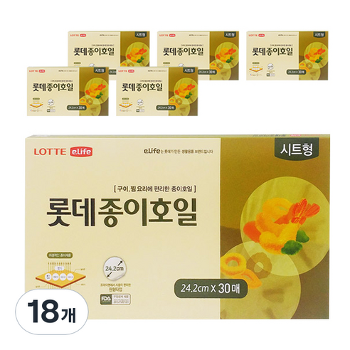 롯데이라이프 종이호일 시트형 24.2cm 30매, 18개