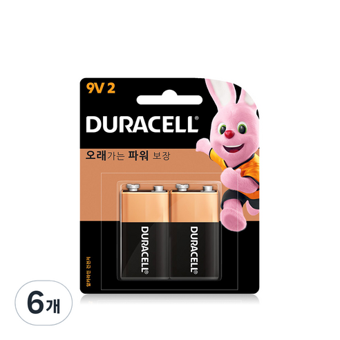 듀라셀 알카라인 건전지 9V, 2개입, 6개