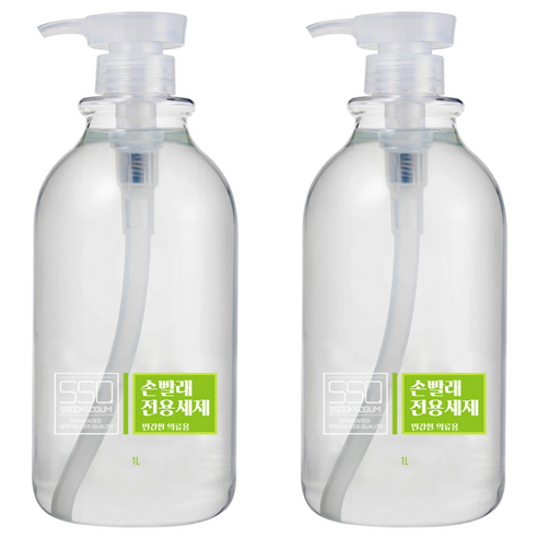 쑥소쿰 손빨래 전용 민감한 의류용 액상세제 본품, 1L, 2개