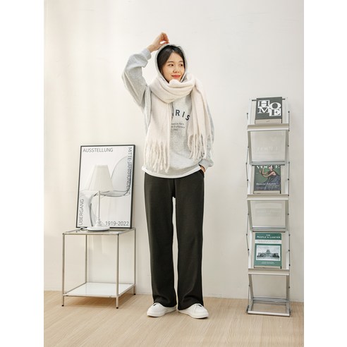 추운 날씨에 완벽한 편안함: 캐럿 여성용 융털 기모 일자 와이드 팬츠