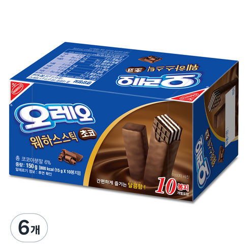 오레오 웨하스 스틱 초코, 150g, 6개