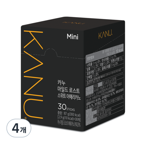 카누 마일드 로스트 스위트 아메리카노 원두커피믹스 미니, 2.9g, 30개입, 4개