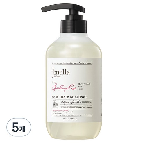 제이멜라 인 프랑스 페이보릿 스파클링 로제 헤어 퍼퓸 샴푸, 5개, 500ml