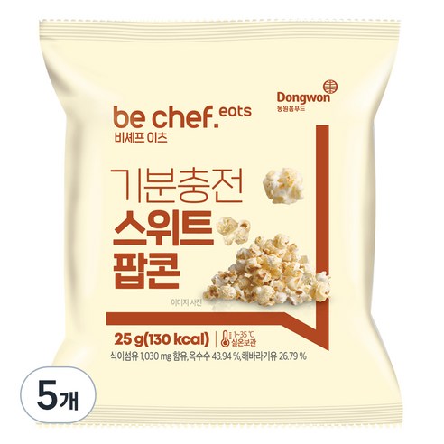 비셰프 이츠 기분충전 스위트 팝콘, 25g, 5개