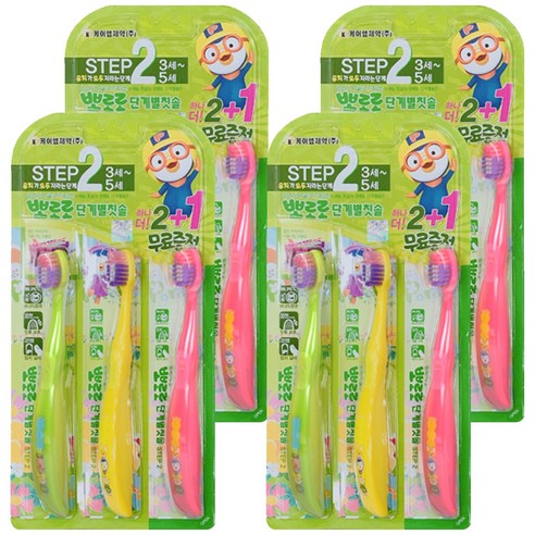 뽀로로 단계별 유아칫솔 2단계, 혼합색상, 1개입, 12개