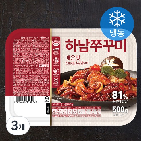 하남쭈꾸미 매운맛 (냉동), 500g, 3개