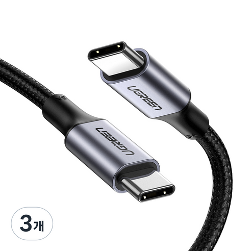 유그린 100W PD 지원 직조 C to C타입 고속충전케이블, 1.5m, 혼합색상, 3개
