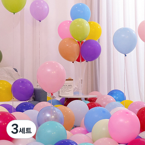 윰스 마카롱 풍선 25cm 100p 믹스 세트, 컬러풀웨이, 3세트