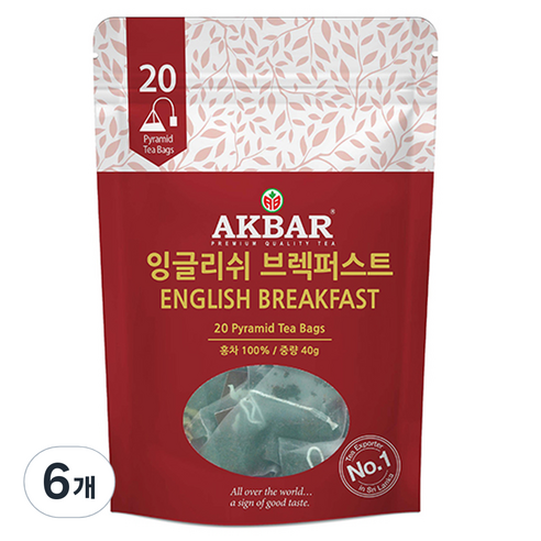 아크바 잉글리쉬브렉퍼스트 피라미드 티백, 2g, 20개입, 6개